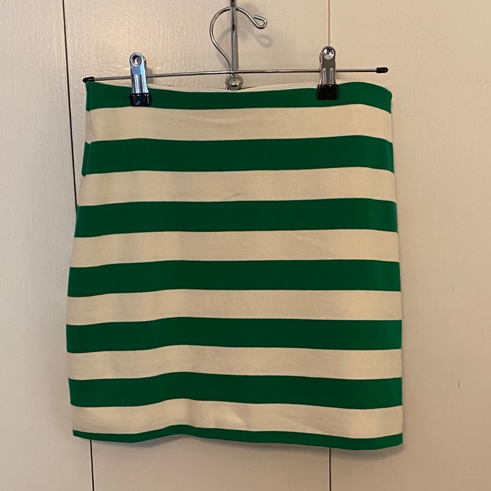 GREY LAB Bold Green and Cream Striped Mini Skirt